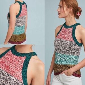 Maeve by Anthropology Multicolor Knit Sleeveless Sweater Top XL